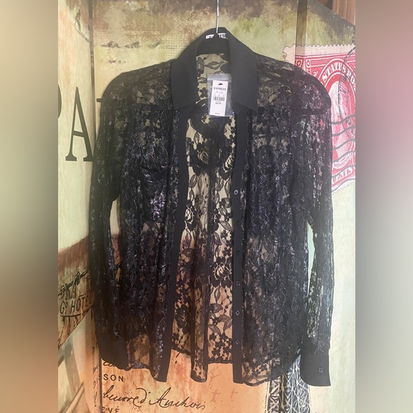 Express Black Lace Blouse, Size XS - Picture 4 of 4